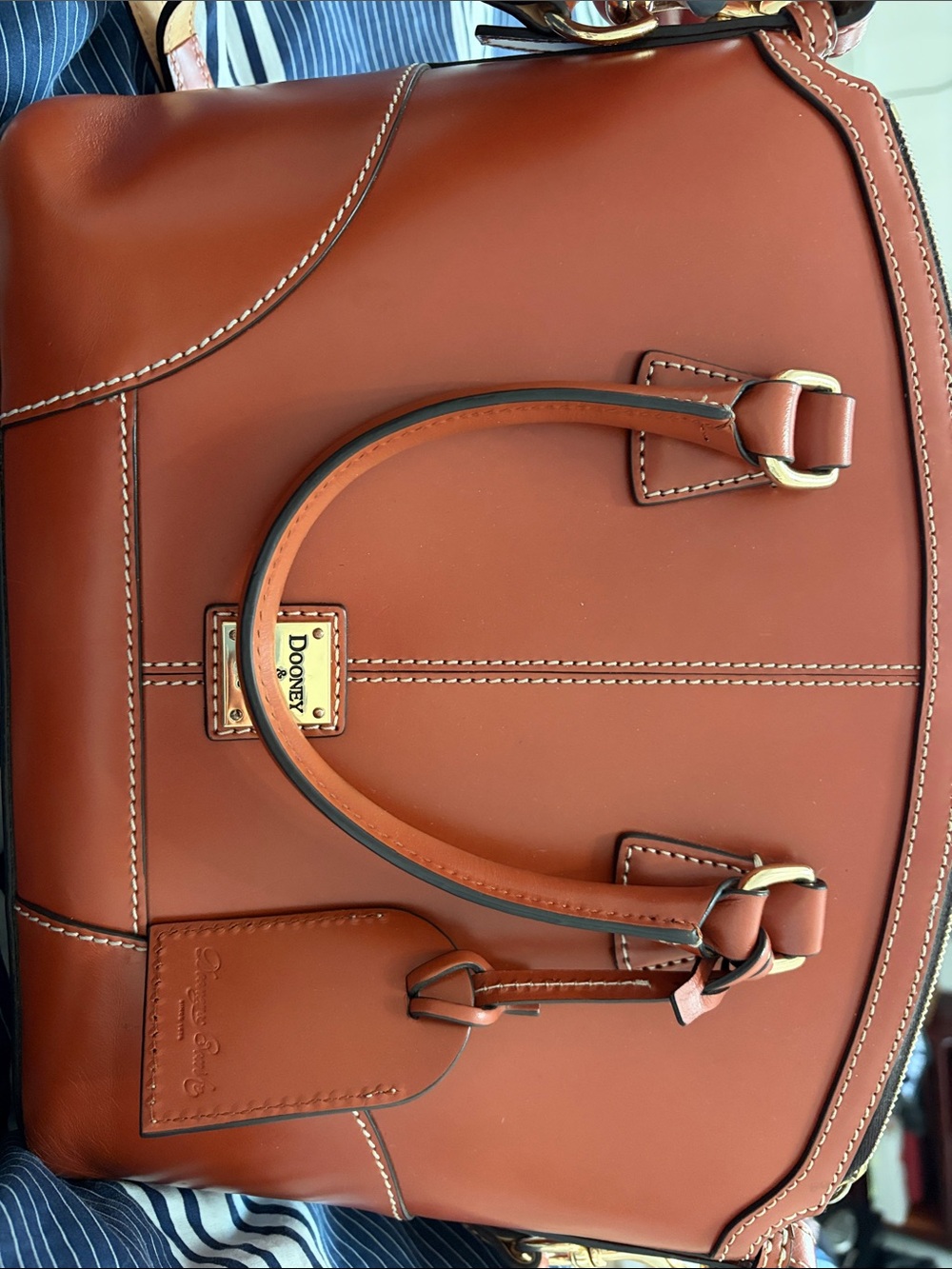 Dooney & Bourke Brown Leather Satchel with Gold Hardware